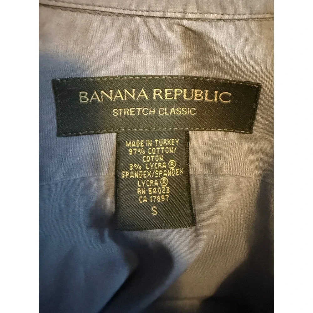 Banana Republic Stretch Classic Button Down Shirt Mens S Blue Grey 112032-11